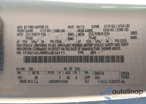 2013 Ford Escape Titanium из США, поврежденный, VIN 1FMCU0J96DUB14111